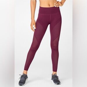 Fabletics Port Wine Red Sculpt Knit Mesh Leggings Seamless S